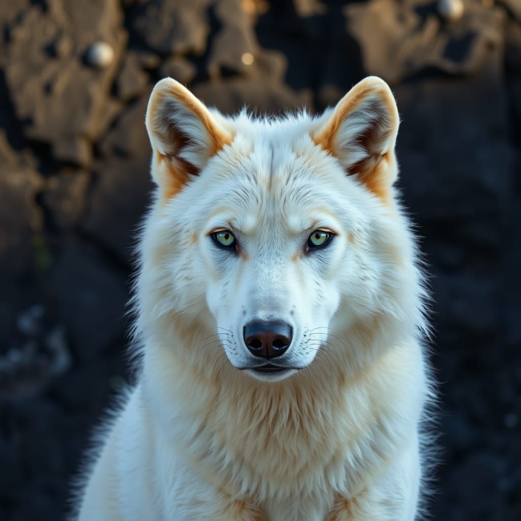 Icy White Wolf Portrait in Natural Light