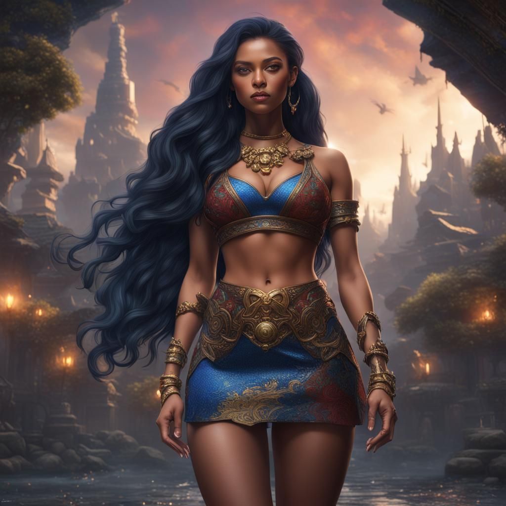 Fantasy Woman in Detailed Matte Painting Style