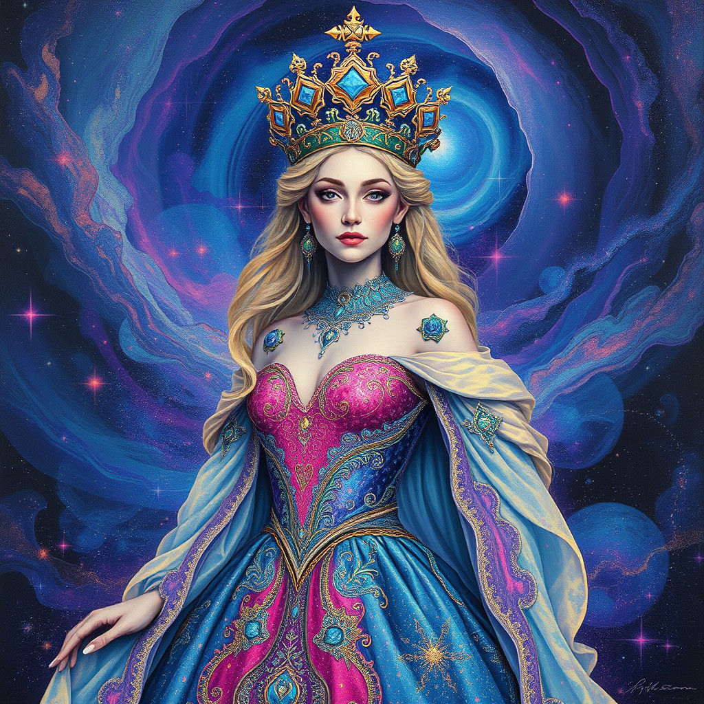 Cosmic Queen in Visionary Art Style