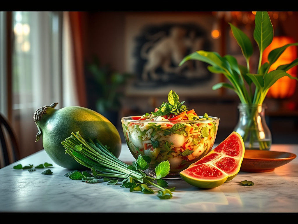 Hyper-Realistic Thai Salad Still Life in 8K