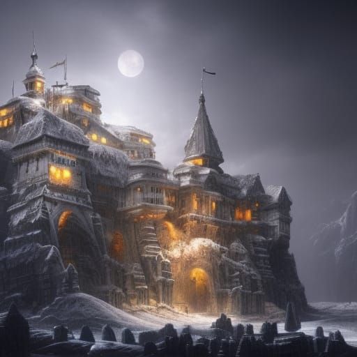 Epic Ice Fortress Digital Matte Painting
