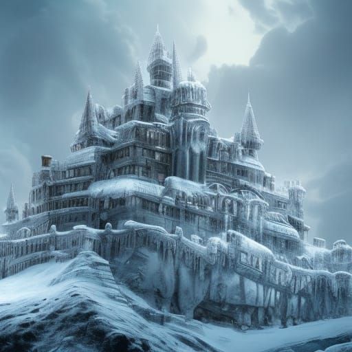 Epic Ice Fortress Digital Matte Painting