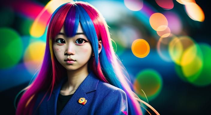 Psychedelic Anime Photo with Bokeh and Natural Light