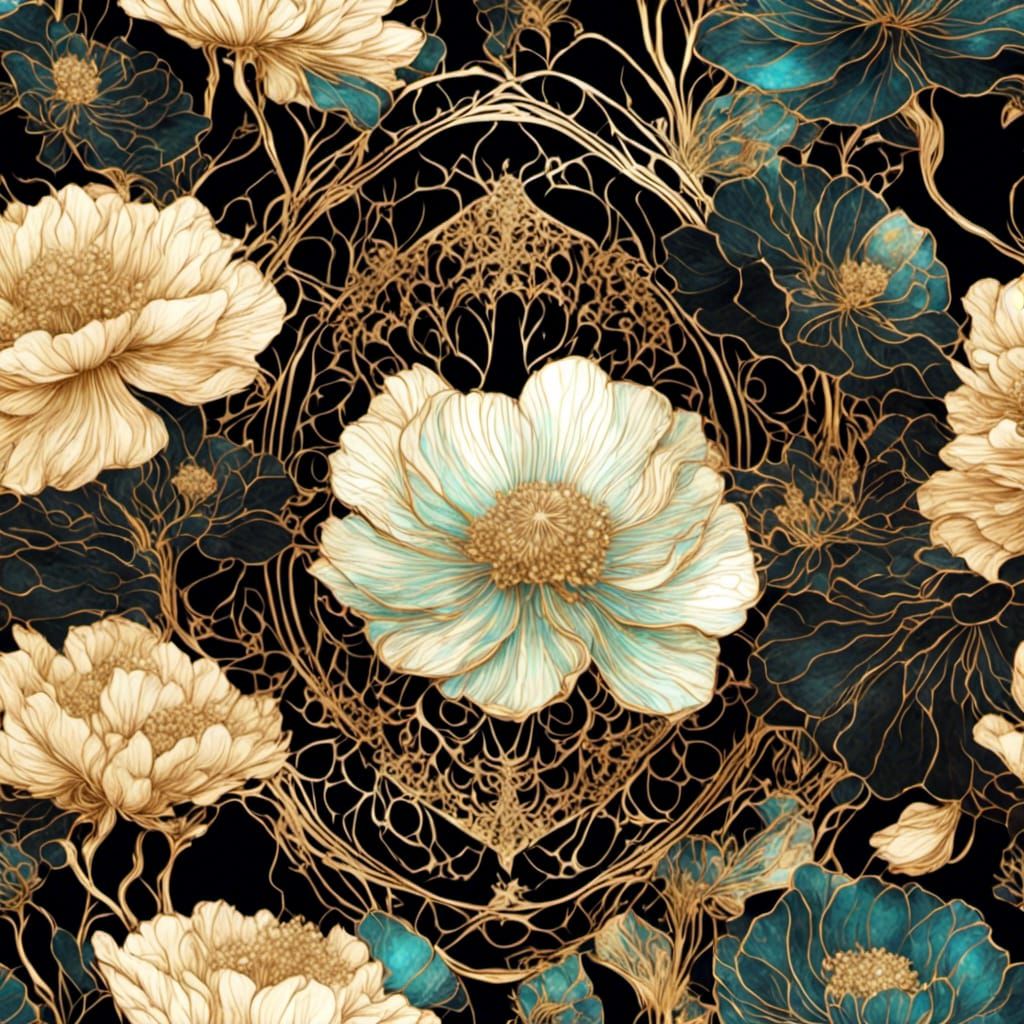Opalescent Anemones in Art Nouveau Style