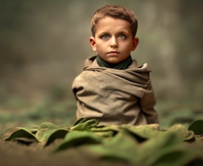 Sinister Portrait: Boy's Head on Burlap Sack