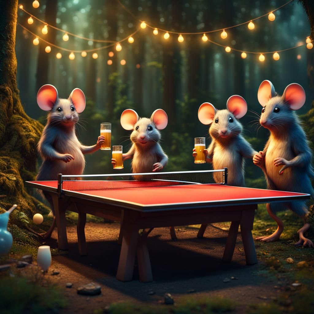 Forest Party with Funny Animals in Detailed Painting