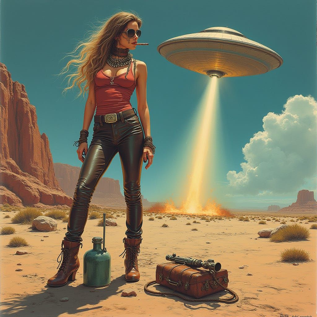 Heavy Metal Biker Album Art in 1980s Style