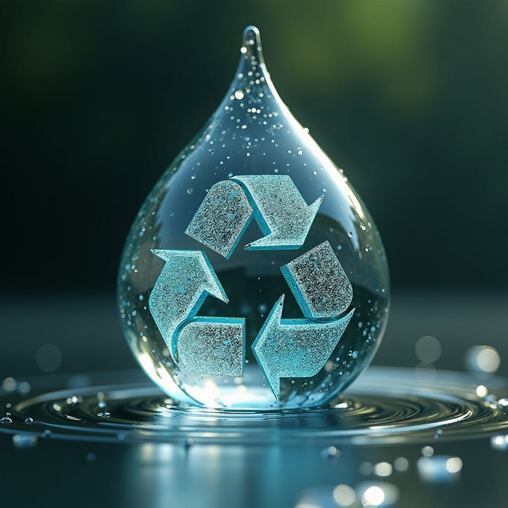 Eco Symbol in Water Droplet: Sustainable Future