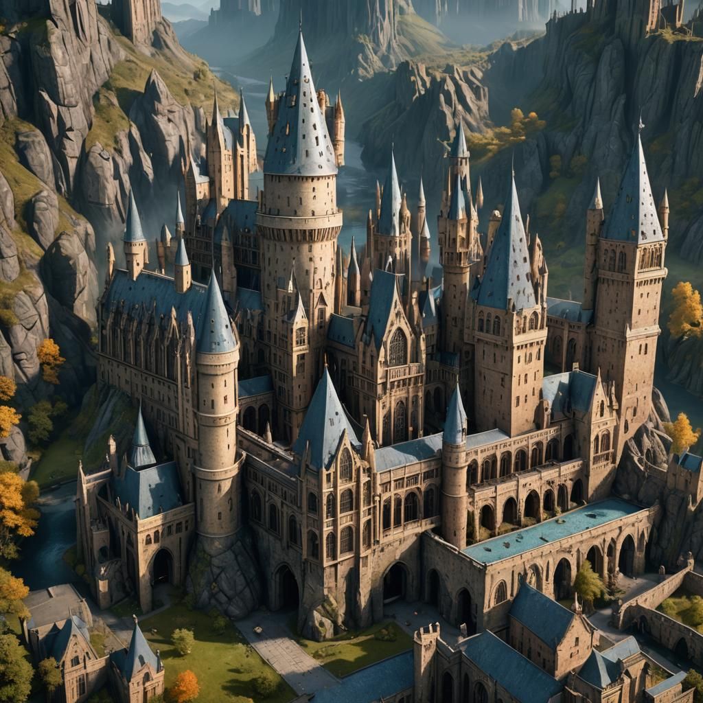 Detailed Matte Painting of Hogwarts in Unreal Engine