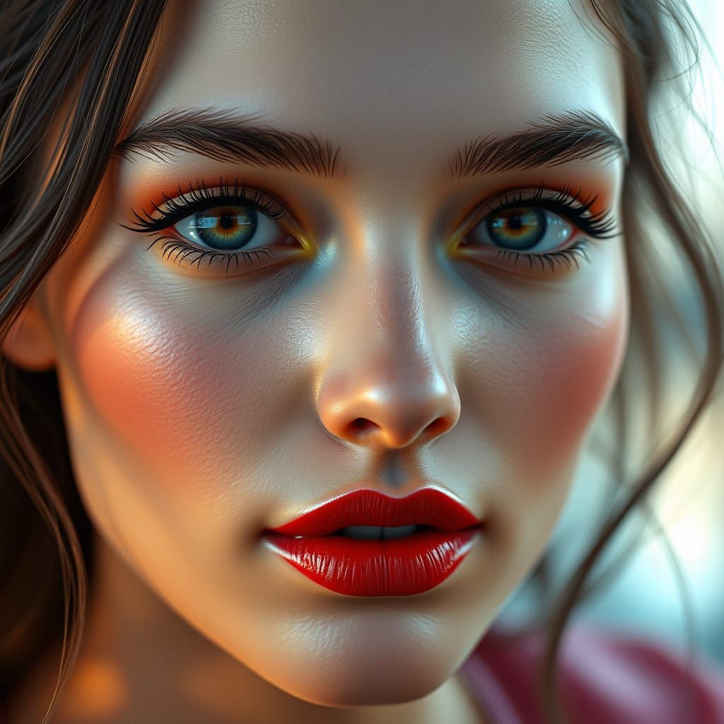 Glowing Portrait in Soft Focus with Radiant Complexion and D...