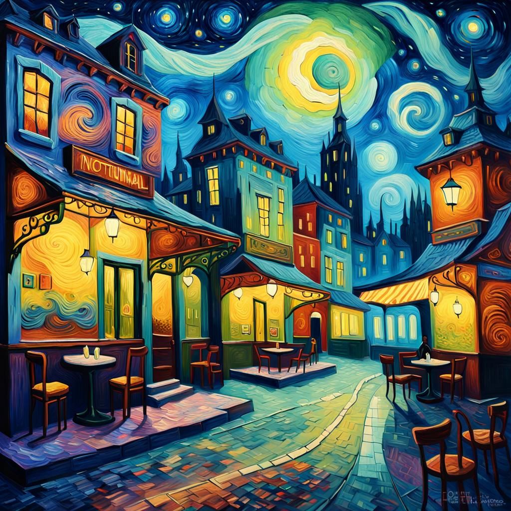 Ethereal Cafe in Post-Impressionist Style