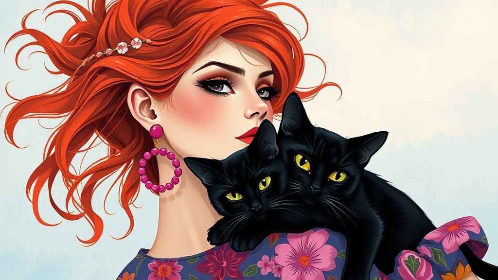 Dreamlike Lady in Whimsical Floral Style