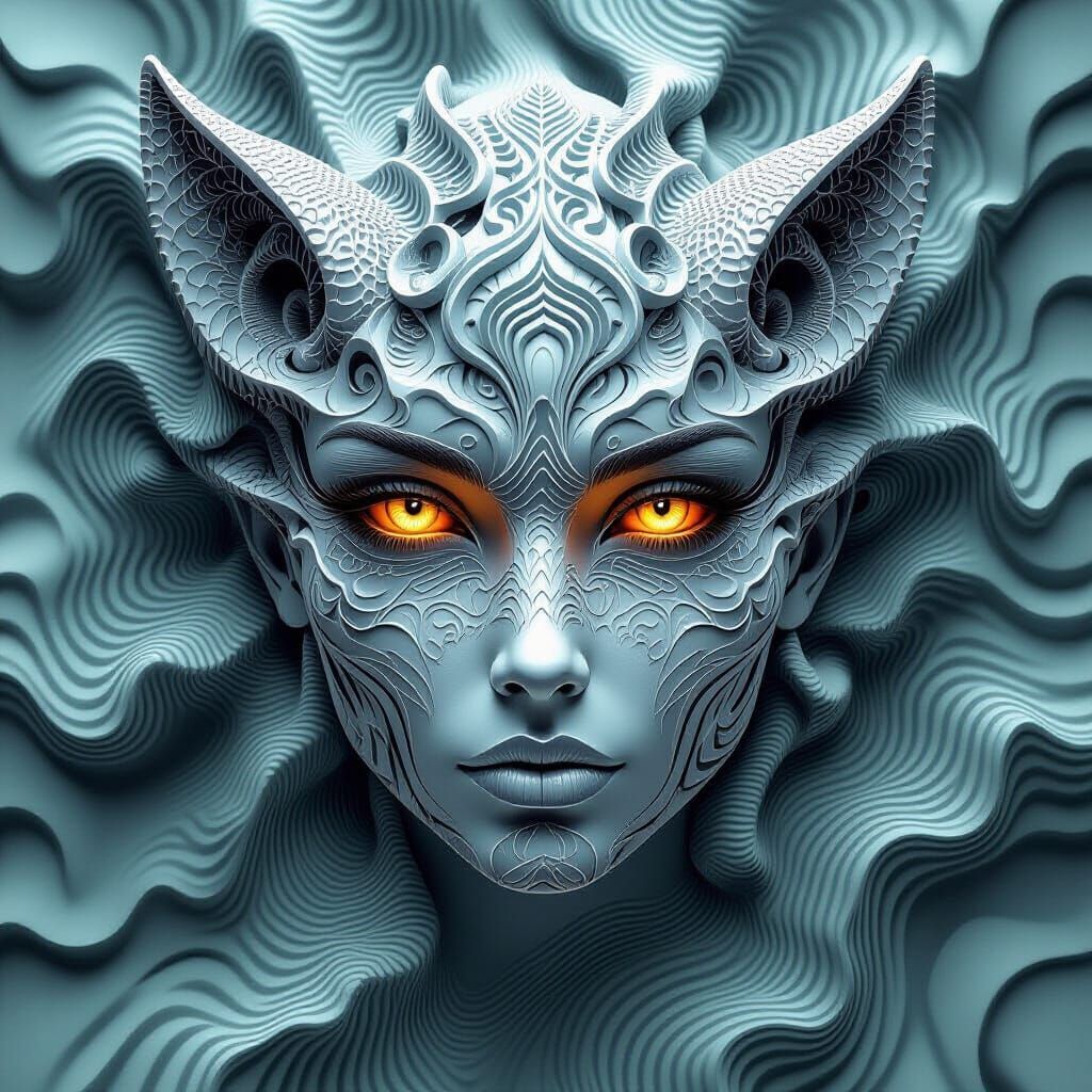 Blazing Eyes: Intricate Fractal Vector Art