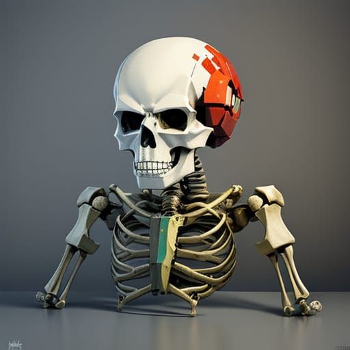 Minecraft Robot Skeleton of Brain Rot and Paint