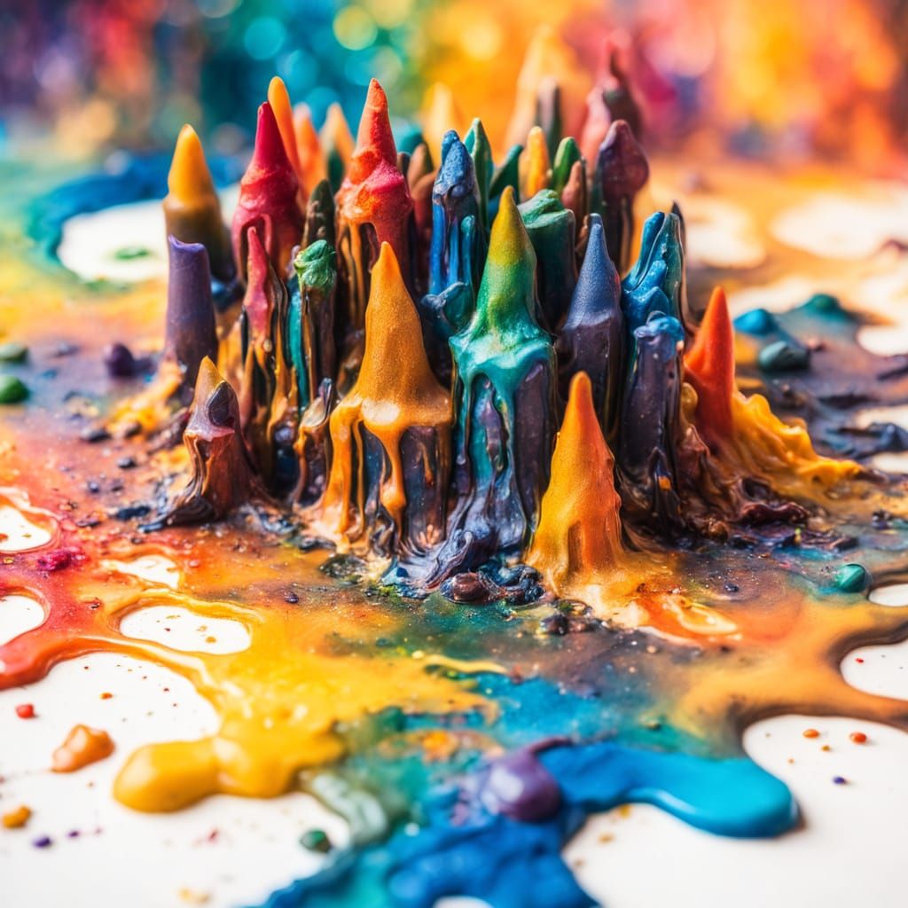 Melting Crayons Macro Photography in Surreal Style