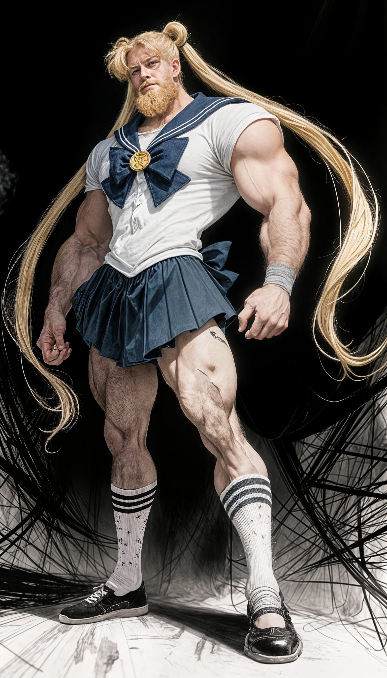 Muscular Sailor Moon Character Illustration