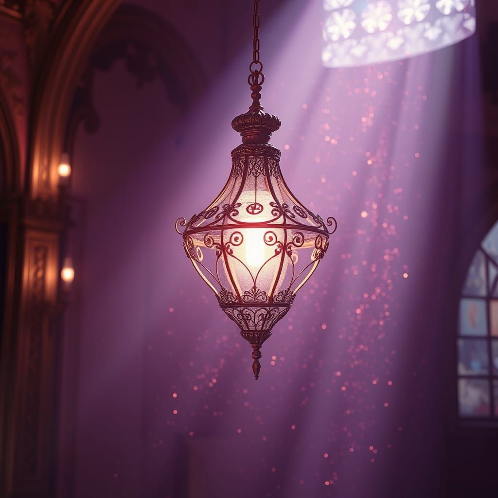 Ethereal Lamp with Purple and Gold Light