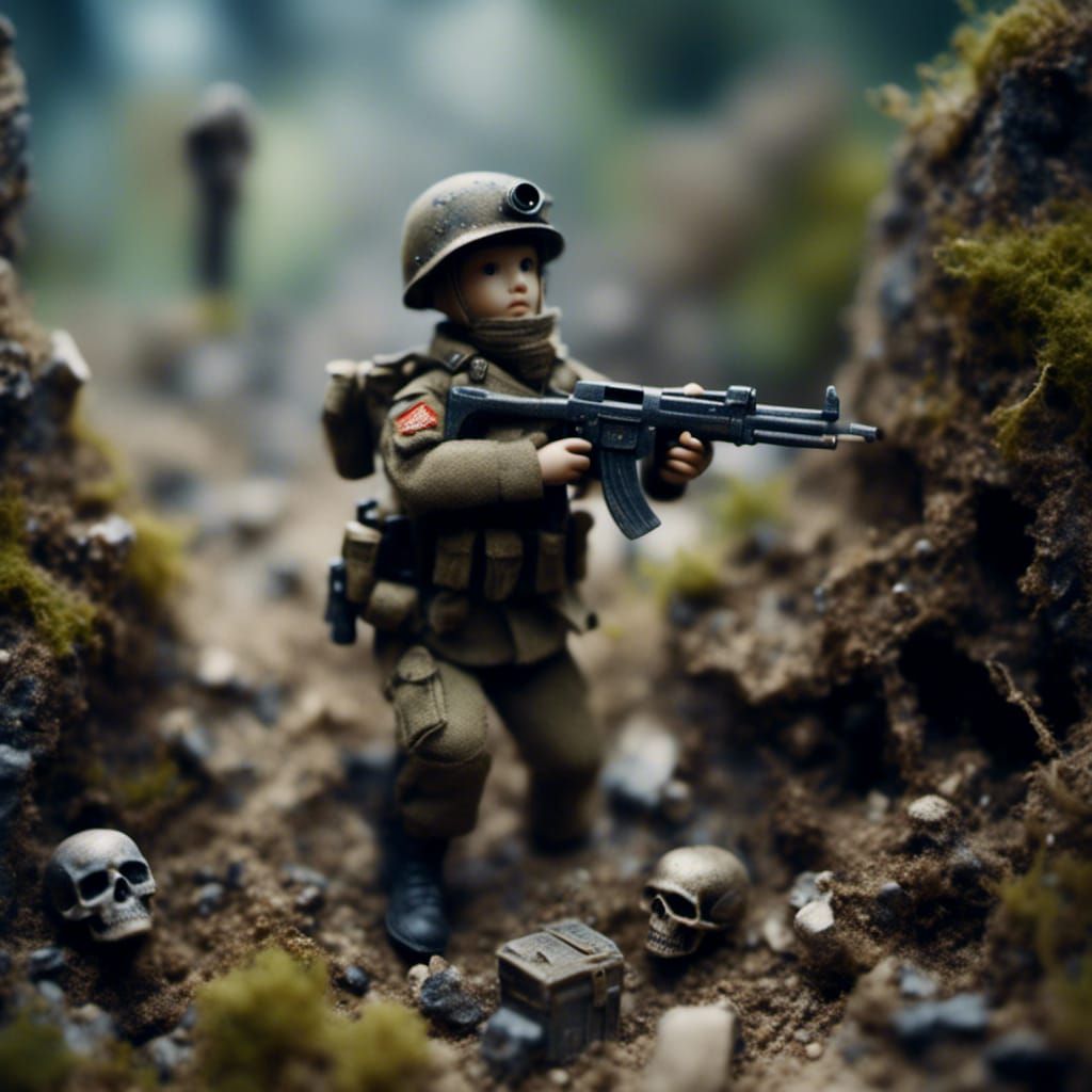 Horror of War: Gaunt Soldier in Rubble