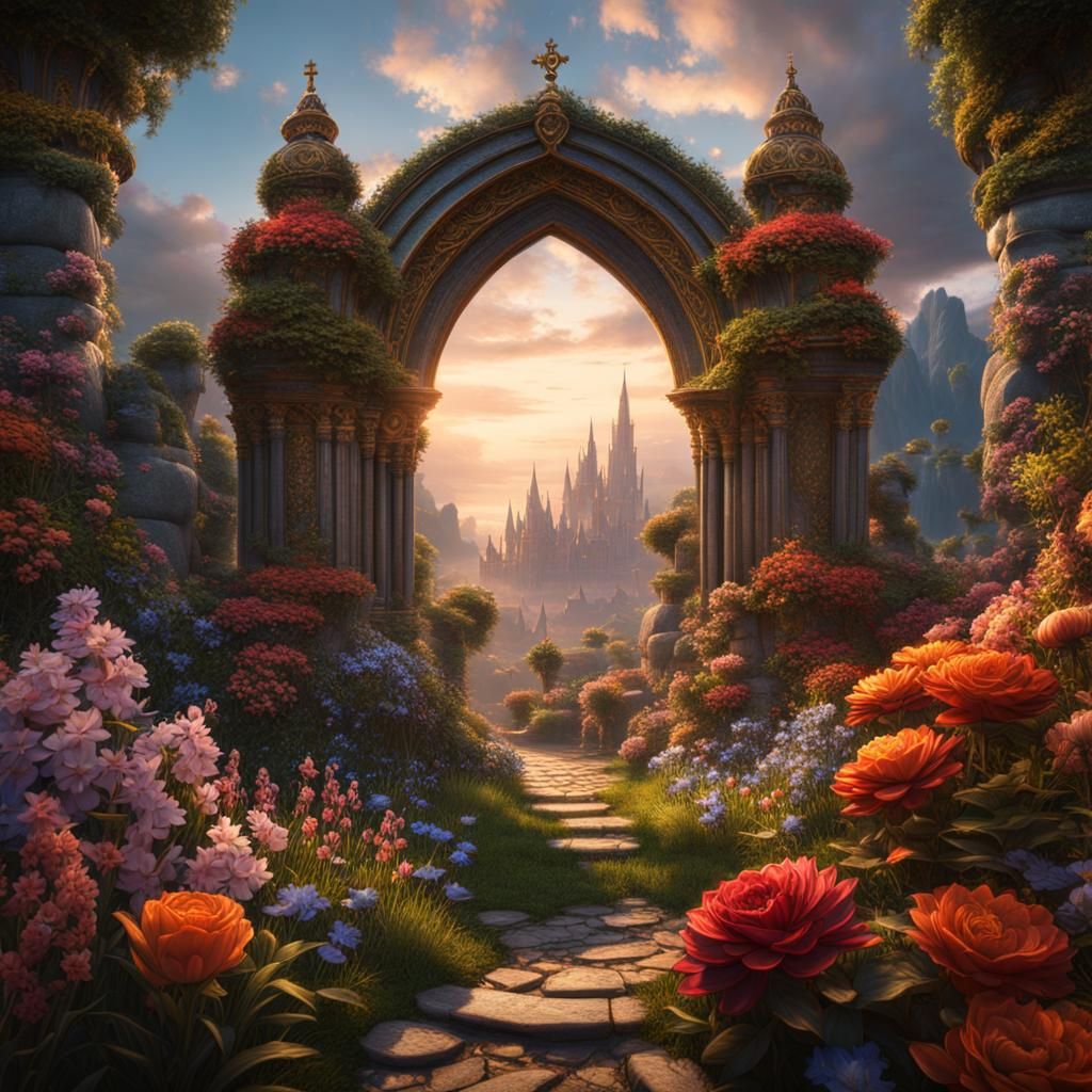 Fantastical Floral Border in Deep Color, 8K