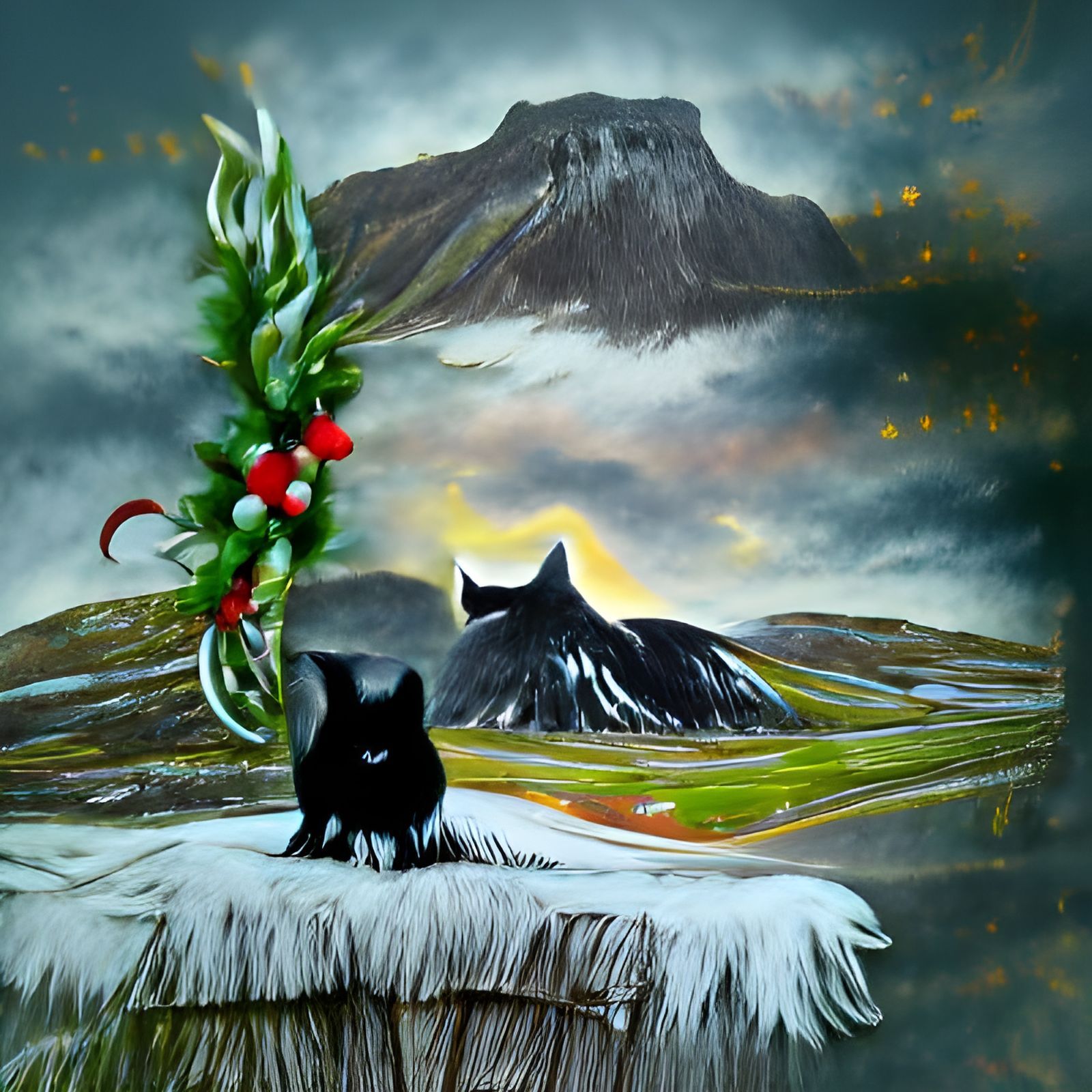 The Yule Cat in an Icelandic Landscape