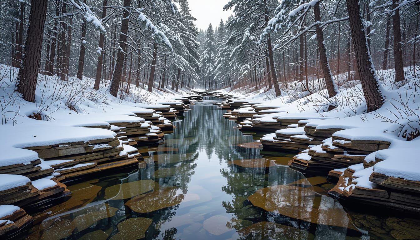 Winter Reflections on a Limestone Creek
