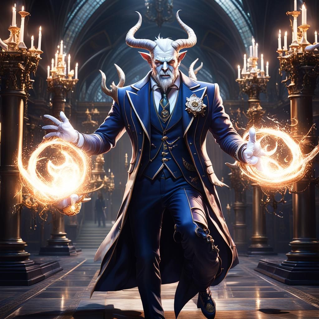 Aristocrat Mage with Demonic Horns, Digital Art