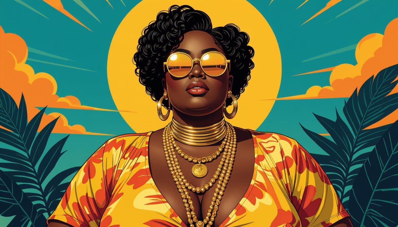 Afrofuturistic Portrait with Golden Accents