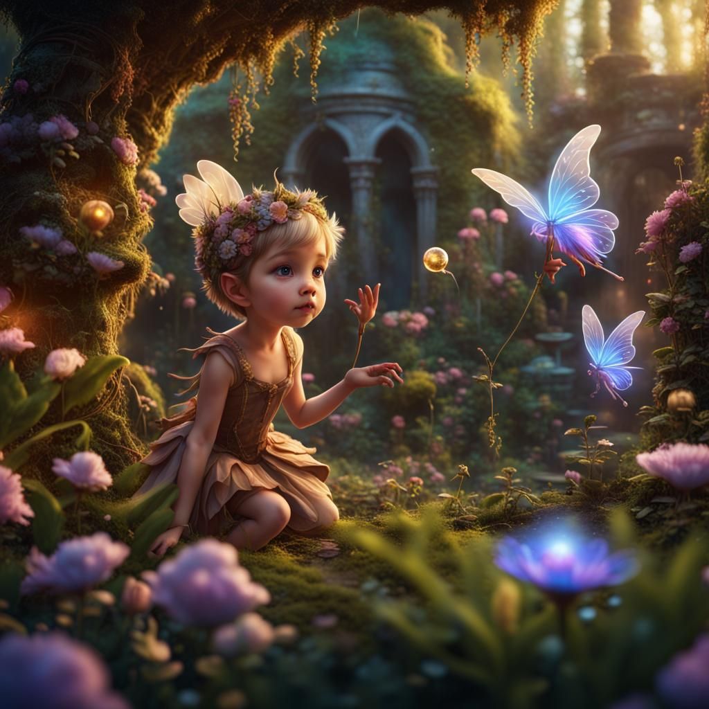 Enchanting Fairy Garden: A Detailed Matte Painting