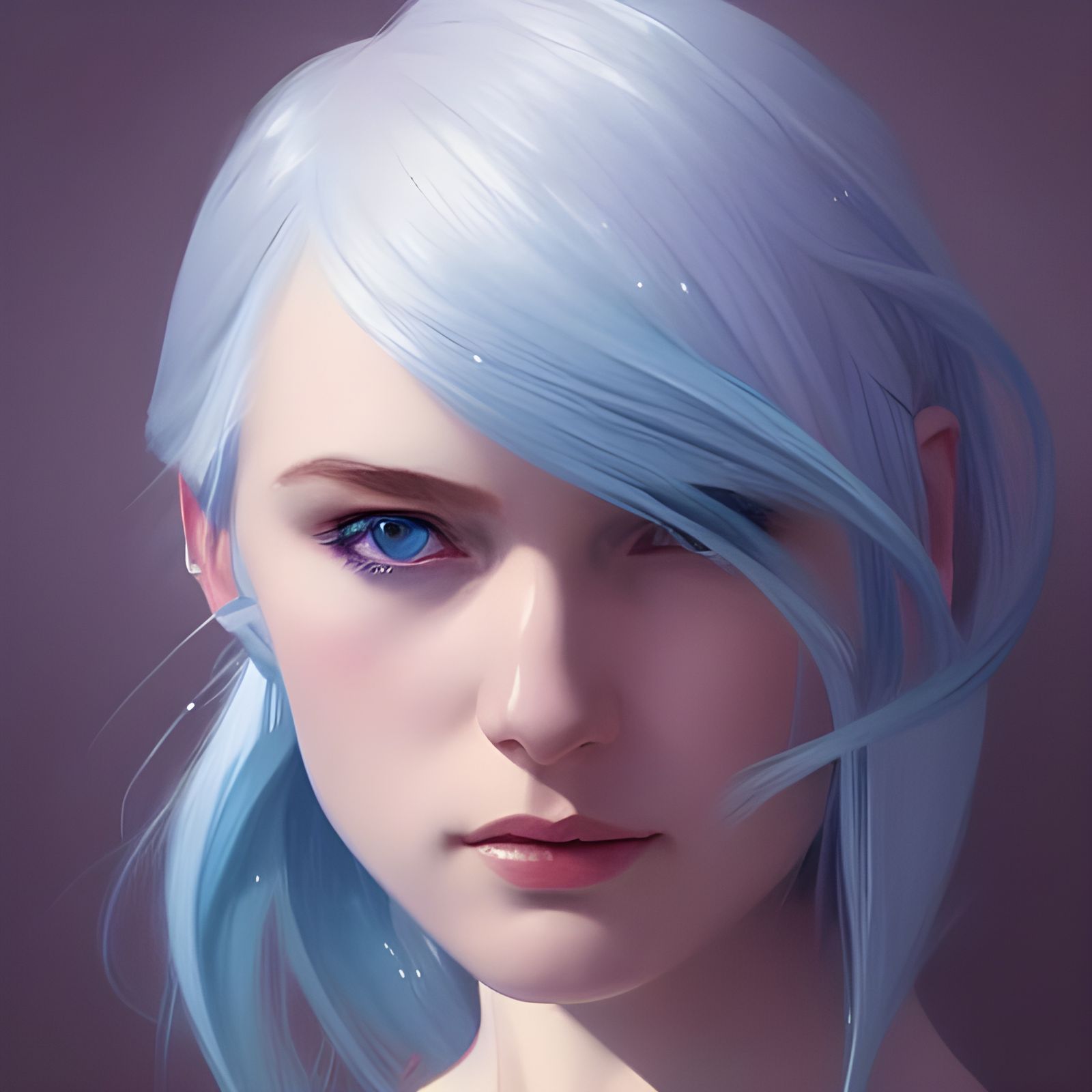 Beautiful Blue-Eyed Girl Portrait in Hyperdetailed Style
