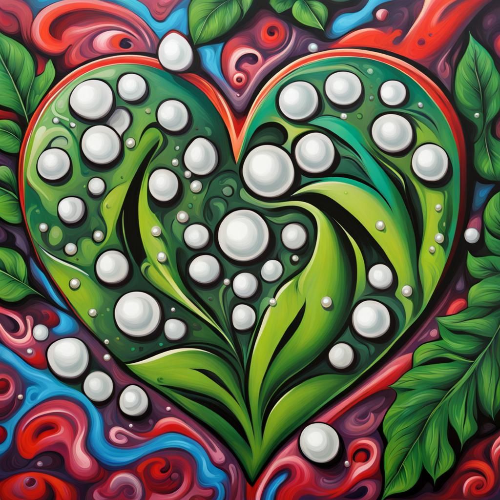 Haida Art Hearts with Pearls and Leaves