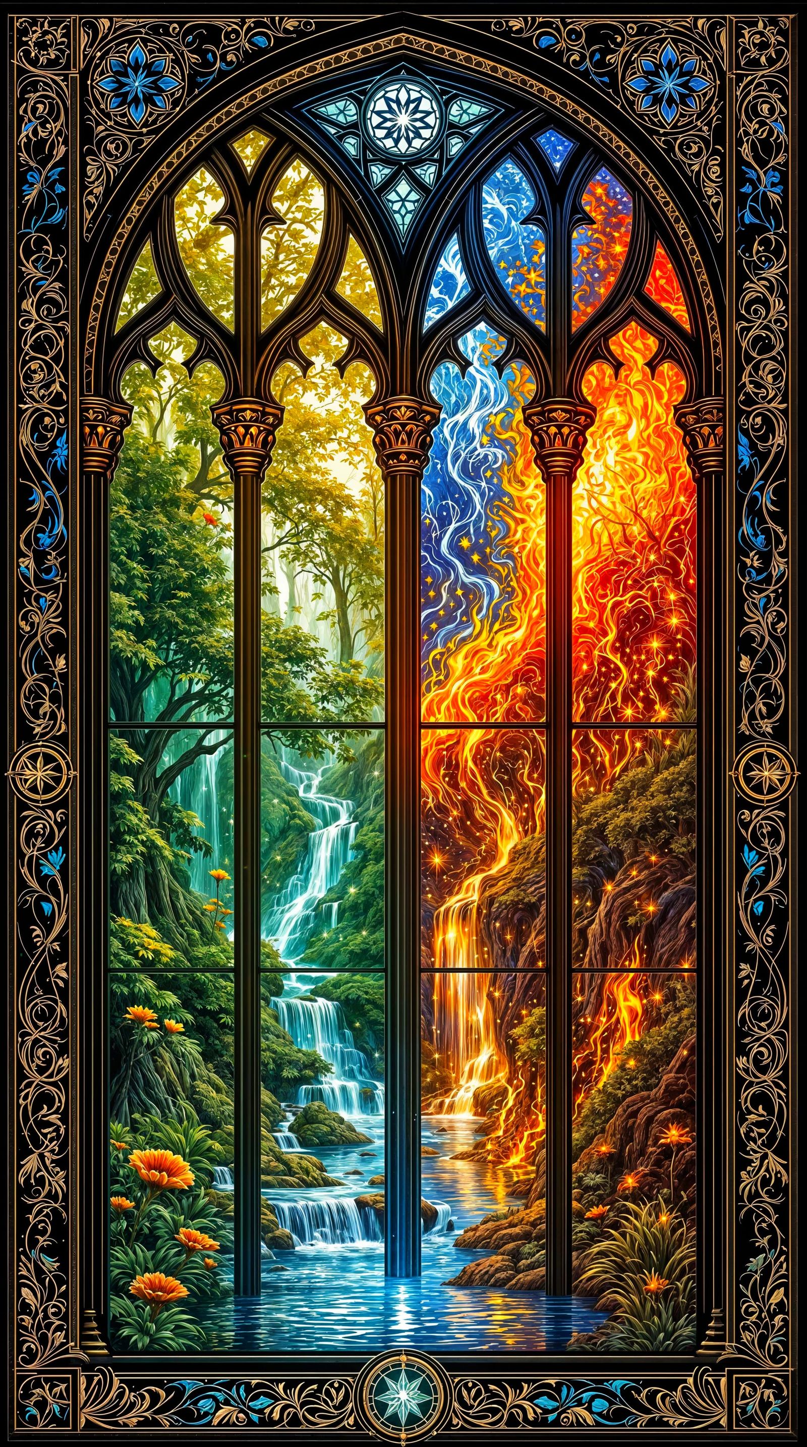 Gothic Harmony of Elements in Radiant Stained Glass