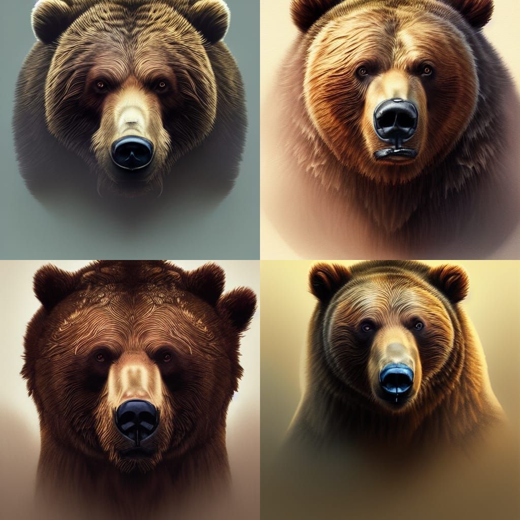 Grizzly Bear Portrait in Digital Art Style