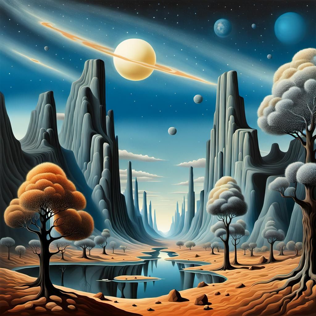 Surreal Galaxy Landscape in Style of Surrealist Masters
