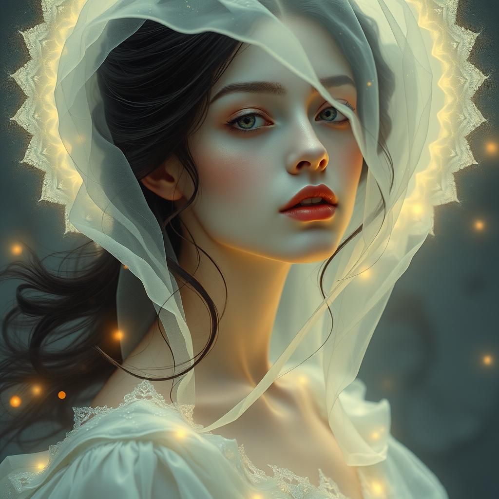 Ethereal Woman Portrait with Mystique and Refinement