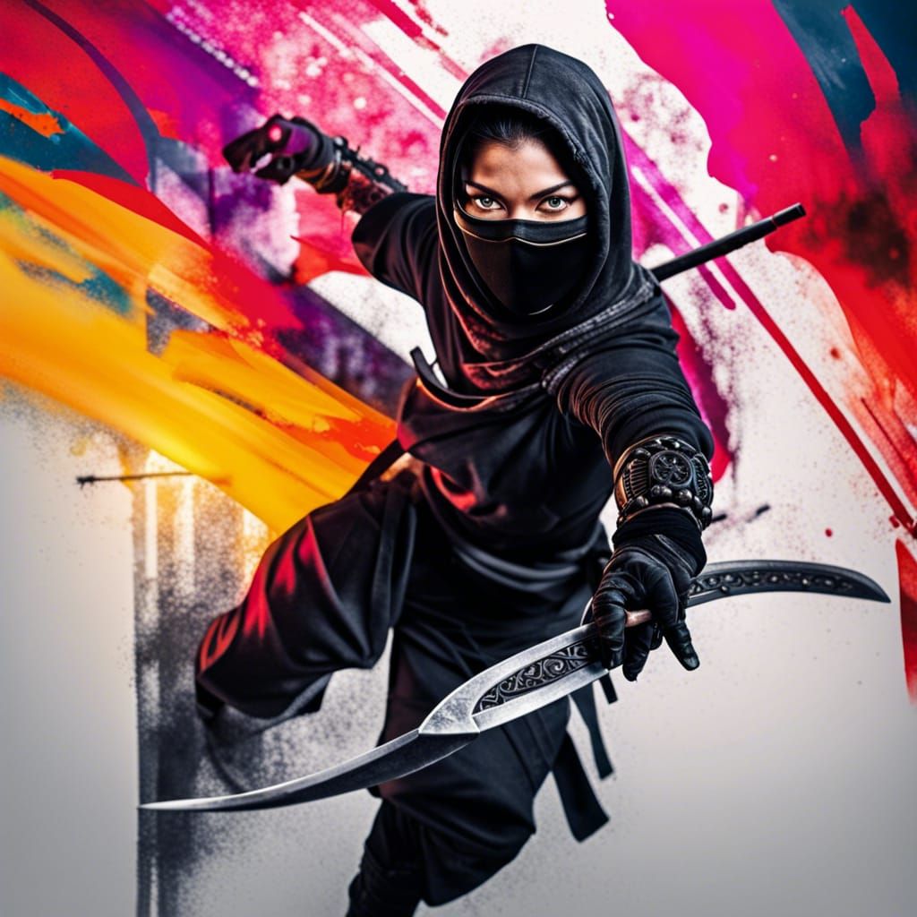 Hyperrealistic Female Ninja in Cinematic Style