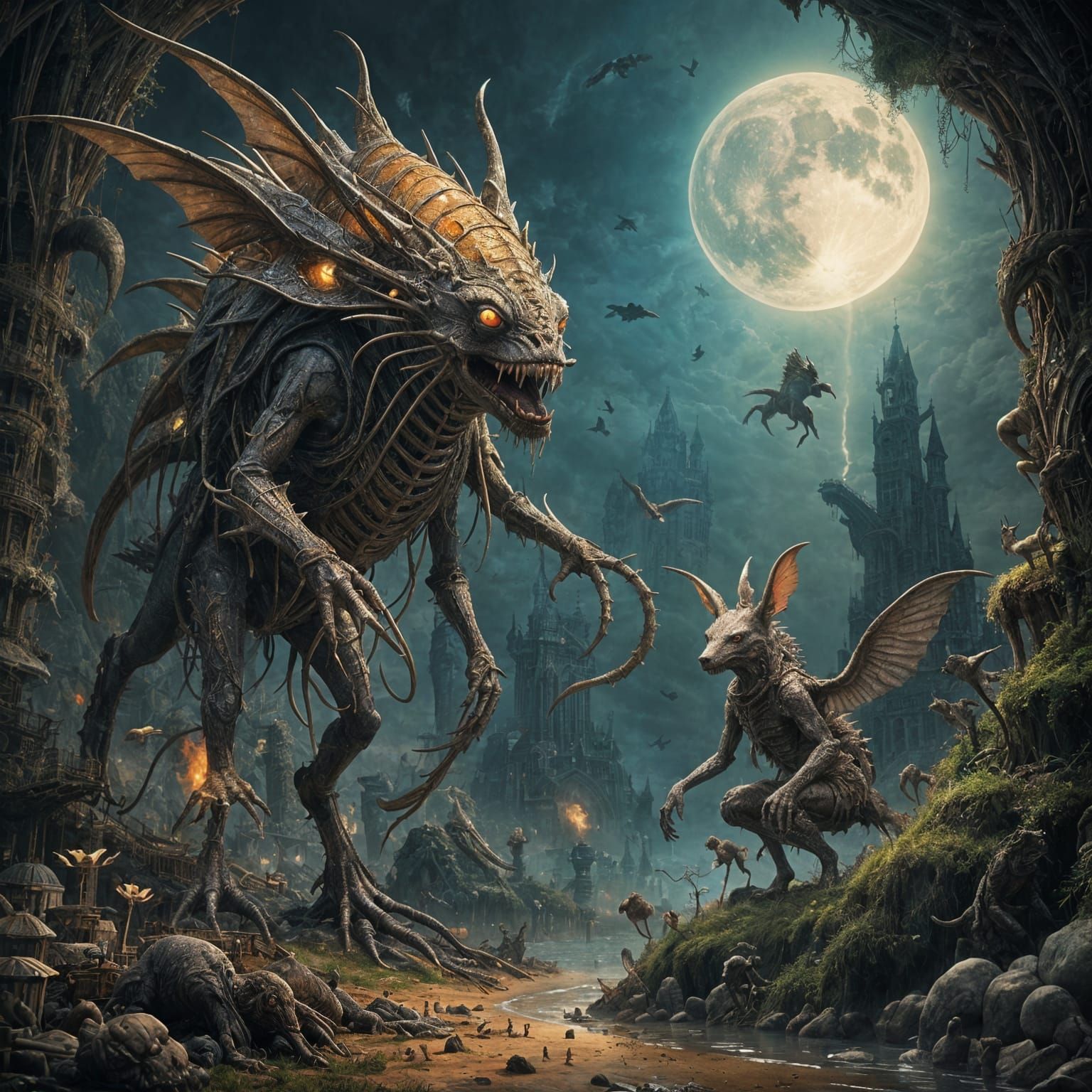 Ethereal Celestial Beasts in a Dramatic Bosch-Inspired Lands...