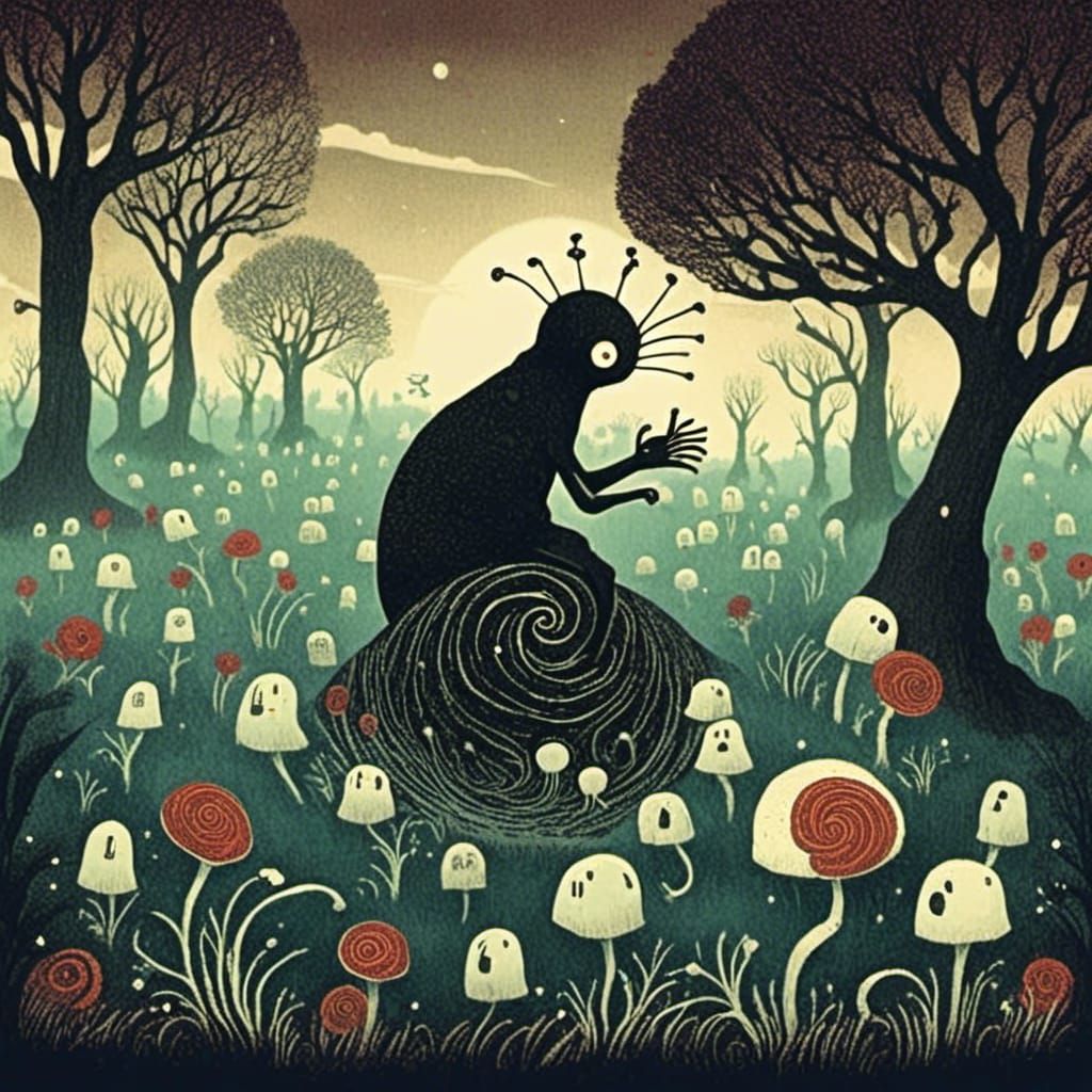 Creepy Cemetery Scene