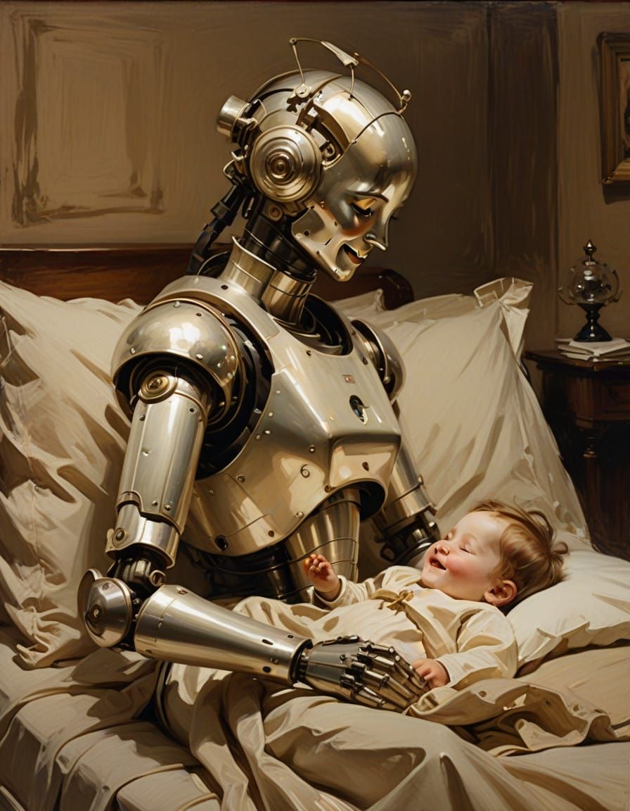 Nostalgic Robot Lullaby in Sepia Nighttime