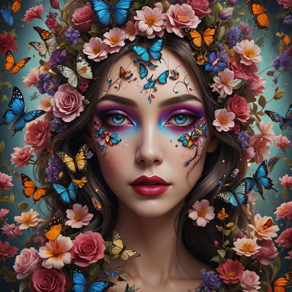 Butterfly Makeup Art: Detailed Matte Painting in Deep Color