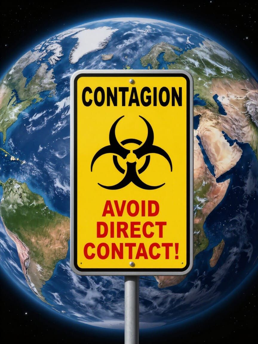 Biohazard Warning Sign Over Earth View