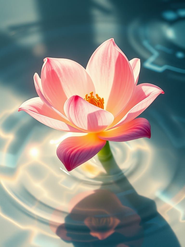 Exotic Flower Blooms in Sunlight: Watercolor Art