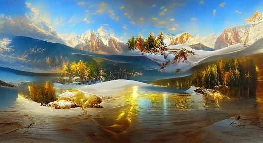 Snowy Mountain Vista Landscape Painting