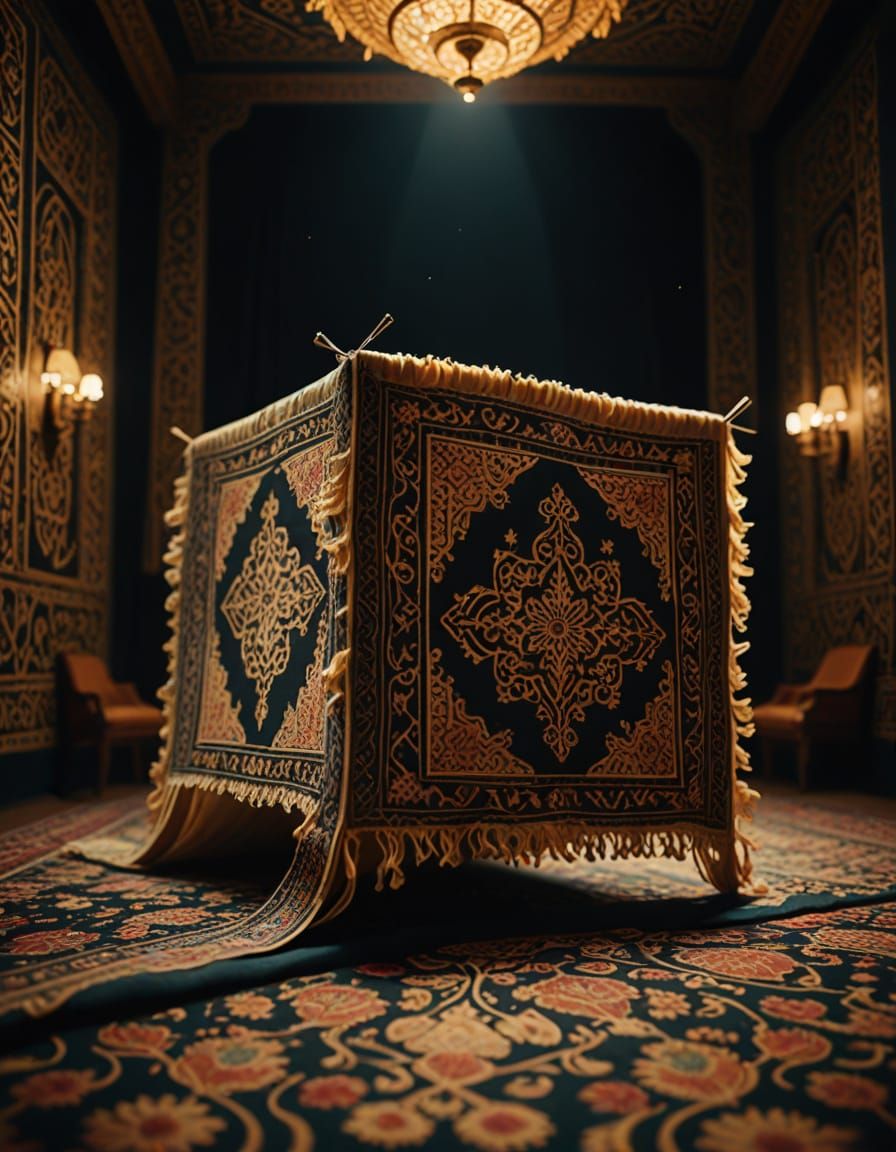 Luxurious Persian Carpet in Dark Space