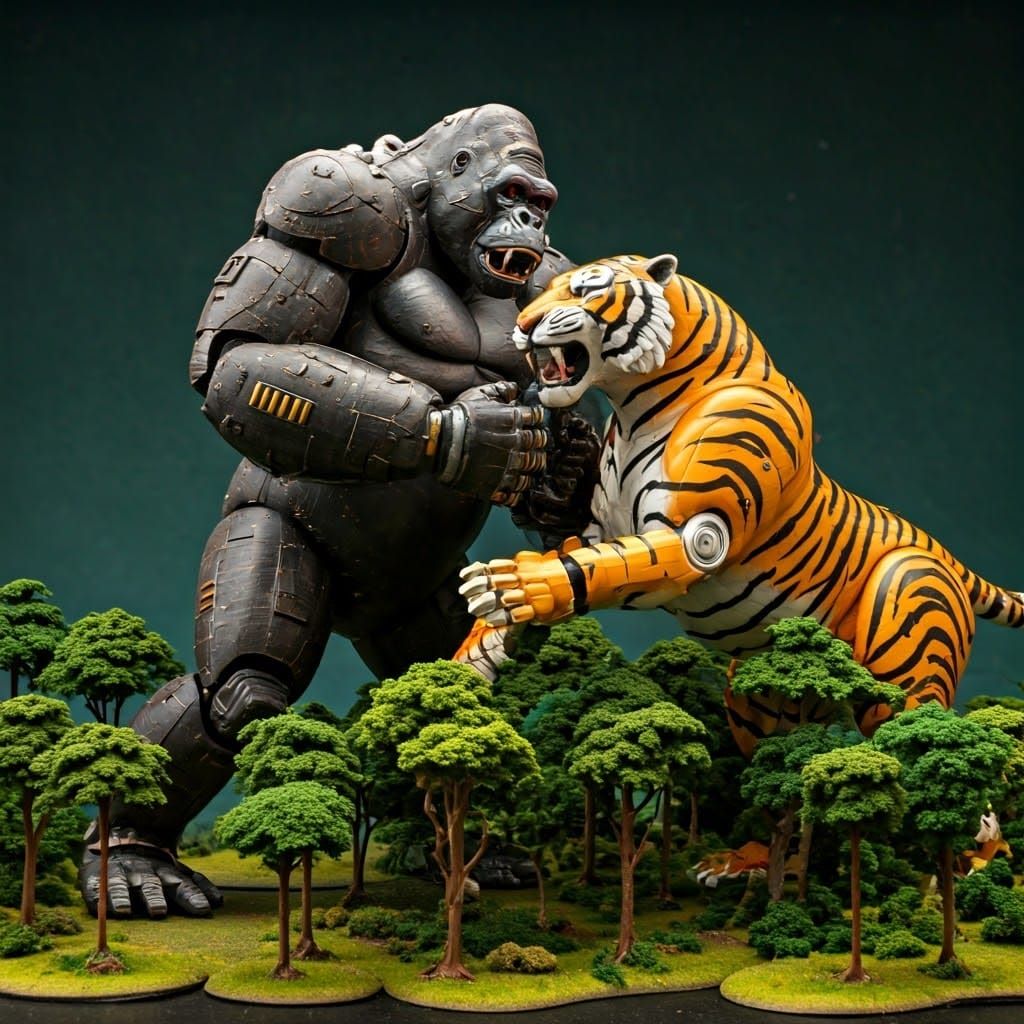 Robotic MechaGorilla vs MechaTiger Jungle Clash