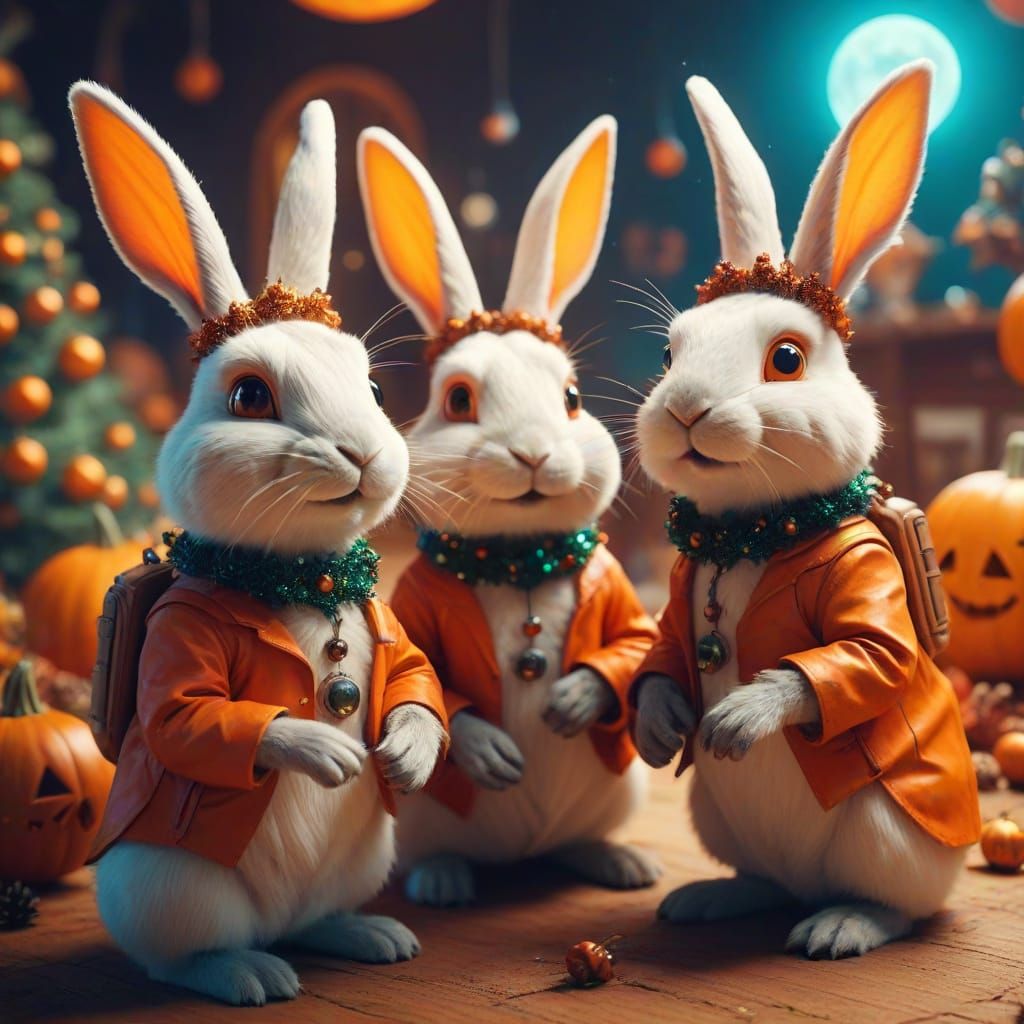 Martian Rabbits Celebrate Holidays in Surreal Film Still