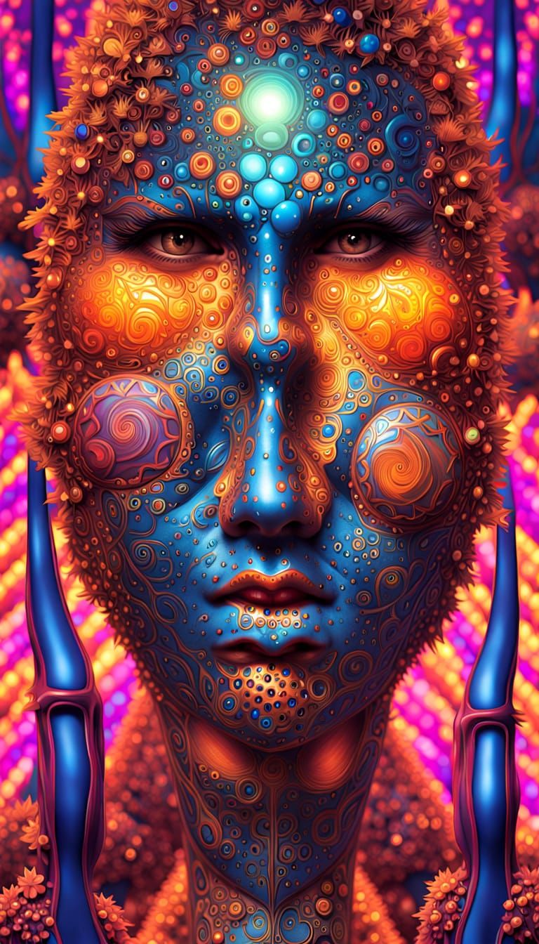 Vibrant Psychedelic Art with Neon Lighting