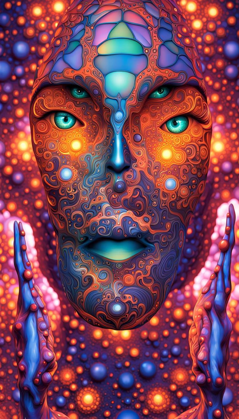 Vibrant Psychedelic Art With Neon Colors And Hyperrealism