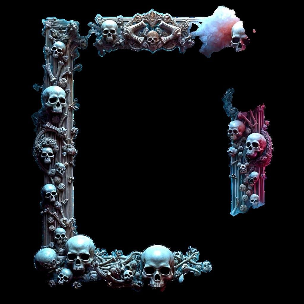 Intricate Human Skull Border in Ethereal Smoke