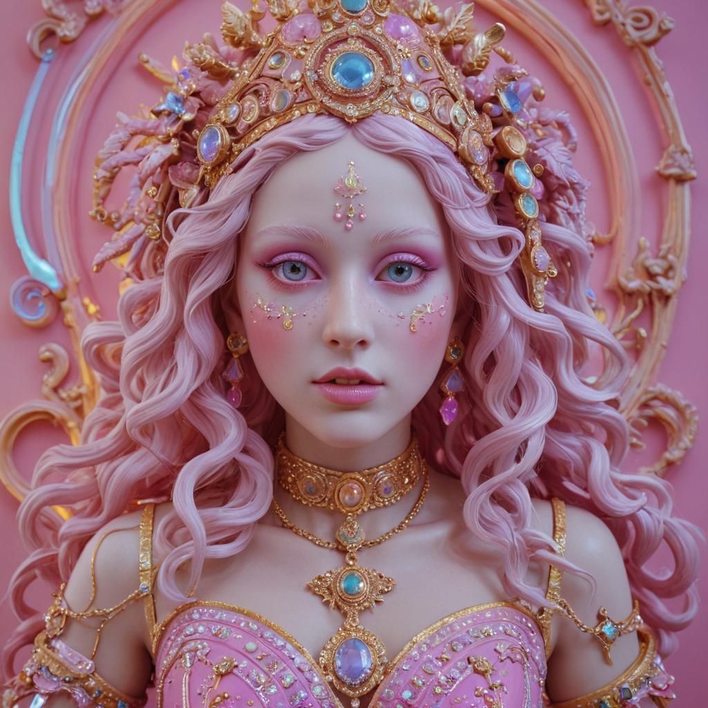 Neon Goddess Sculpture: Digital Art