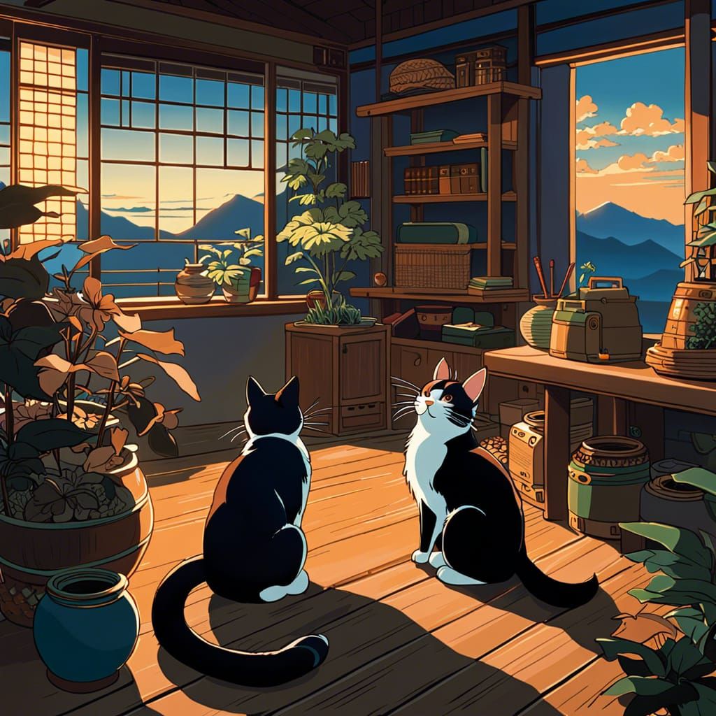 Cats Doing Things in Ukiyo-e Style
